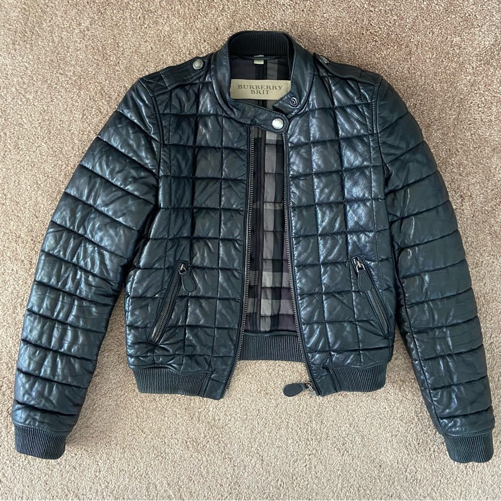 Burberry Brit Boblington Quilted Leather Bomber Jacket